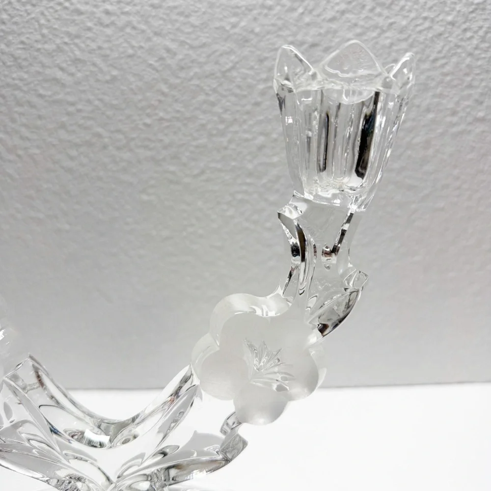 Vintage Crystal Clear Signatures Lead Crystal Floral Dual Candlestick